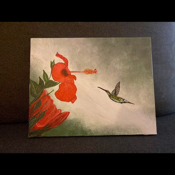 Other - Hibiscus and hummingbird painting